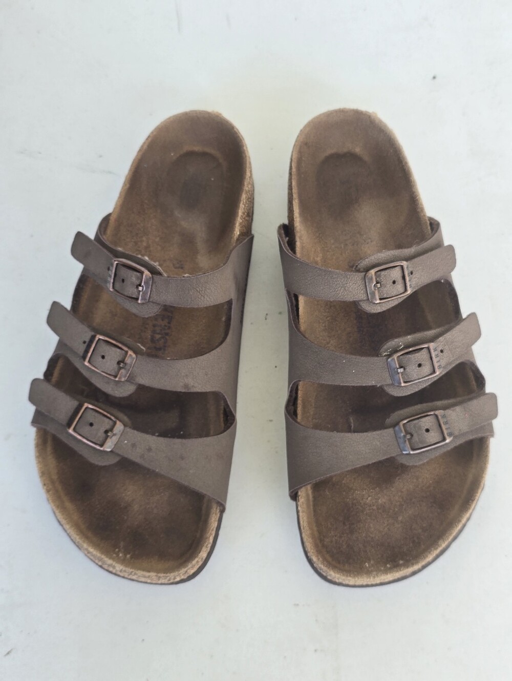 Birkenstock Florida Brown Triple Strap Buckle Slide Sandals Women’s 39 Comfort